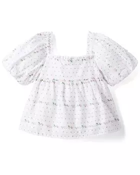 Топ Janie and Jack с цветочным принтом в швейцарский горошек и объемными рукавами, мультиколор