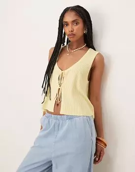 Топ JDY с завязками спереди, молочно-желтый