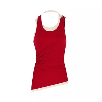 Топ Jean Paul Gaultier Draped Double Tank Top 'Red/Ecru', красный