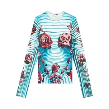 Топ Jean Paul Gaultier Flower Body Morphing Long-Sleeve Top Blue/Red/White, синий