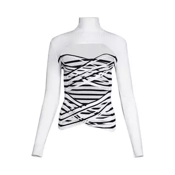 Топ Jean Paul Gaultier Mariniere Laceree Long-Sleeve Top White/Navy, белый