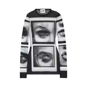 Топ Jean Paul Gaultier Mesh Long-Sleeve Top Black/Grey/White, черный