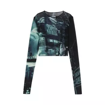 Топ Jean Paul Gaultier Mesh Long-Sleeve Crop Top Pigalle, разноцветный