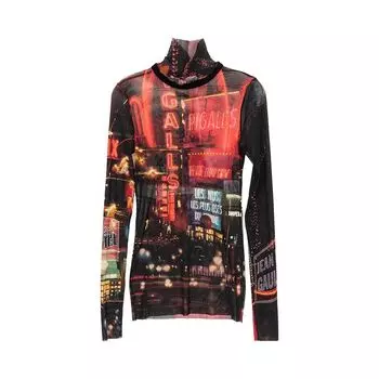 Топ Jean Paul Gaultier Pigalle Mesh Long-Sleeve Top Black/Red/Orange/Blue, черный