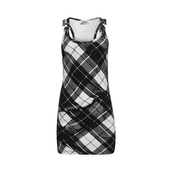 Топ Jean Paul Gaultier Tartan Tank Top Mini Dress Black/Grey/White, черный