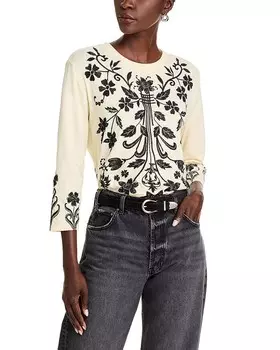 Топ Johnny Was с круглым вырезом и цветочным принтом, коричневый/бежевый