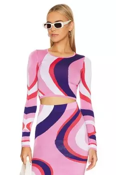 Топ JoosTricot Spirals Long Sleeve Crop, цвет White Spirals