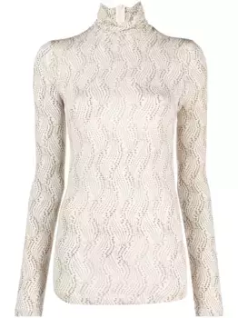 Топ Joyela с высоким воротником и принтом ISABEL MARANT, нейтральный