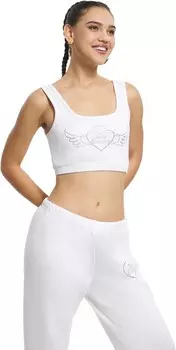 Топ Juicy Couture Vday Fleece Cropped Tank With Hotfix, белый