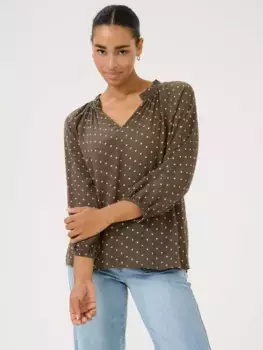Топ KAFFE Babett Polka Dot, цвет major brown/chalk