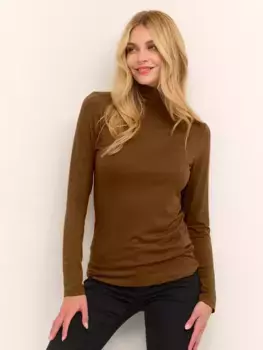 Топ KAFFE Yoko Jersey Turtleneck, цвет toffee