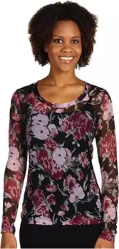 Топ Karen Kane French Floral Print Mesh Long Sleeve Crew Top, цвет Floral Print