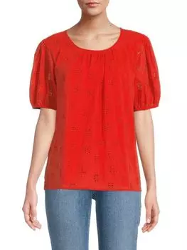 Топ Karl Lagerfeld Paris с люверсами и логотипом, tomato