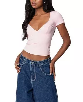 Топ Katia с V-образным вырезом Edikted, розовый