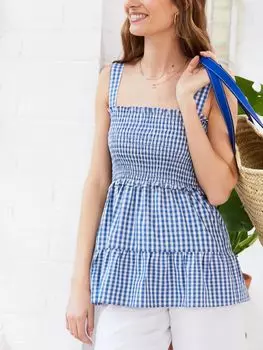 Топ Katie Gingham из органического хлопка Baukjen, синий/белый