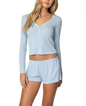 Топ Keely Pointelle Henley Edikted, синий