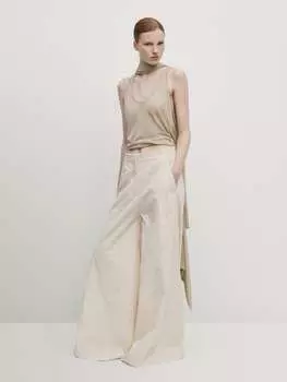 Топ-кейп из смесового льна Massimo Dutti, желтый
