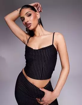 Топ-комбинация ASOS DESIGN с кружевной отделкой в тонкую полоску