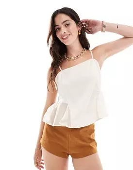 Топ-комбинация цвета слоновой кости из атласа и шифона ASOS DESIGN