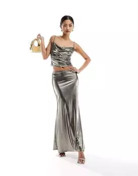 Топ-комбинация Miss Selfridge с капюшоном и золотистым металликом