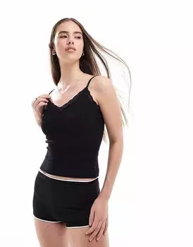 Топ-комбинация Superdry Essential с кружевной отделкой черного цвета