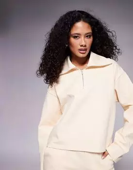 Топ-комбинезон ASOS DESIGN с застежкой-молнией до середины бедра в цвете пахты