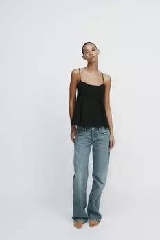 Топ-комбинезон с баской ZARA, черный