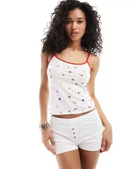 Топ-комбинезон с фруктовым принтом белого цвета ASOS DESIGN