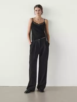 Топ-Комбинезон с кружевной отделкой Massimo Dutti, черный