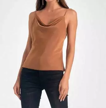 Топ-комбинезон Sofia Cowl Neck цвета карамель ELAN, цвет caramel
