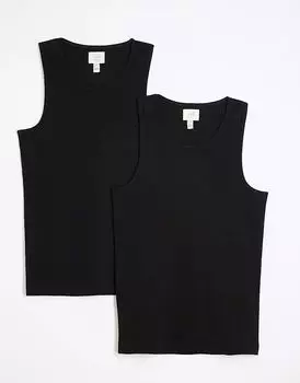 Топ-комплект Muscle fit в рубчик черного цвета River Island