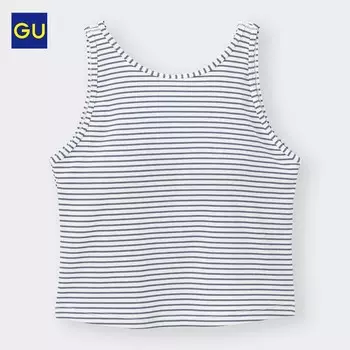 Топ короткий GU в полоску, белый