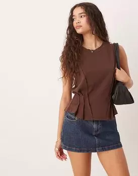 Топ-корсет с декоративными швами ASOS DESIGN шоколадного цвета