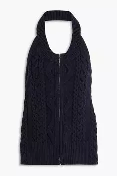 Топ косой вязки из смесовой шерсти с воротником-халтер 3.1 PHILLIP LIM, синий