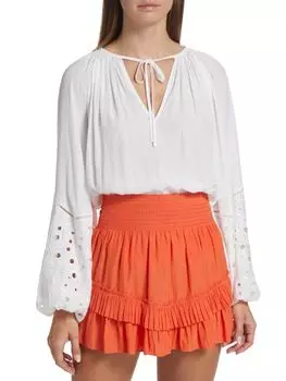 Топ-крестьянка с рукавами-люверсами Alya Ramy Brook, слоновая кость
