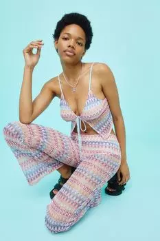 Топ крючком H&amp;M, светло-розовый/узор