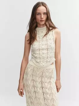 Топ крючком Mango Bella, светло-бежевый