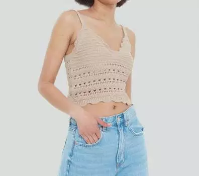 Топ крючком на бретельках в цвете Deep Taupe Dex