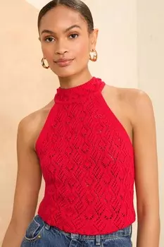 Топ крючком с гребешком Love & Roses, красный