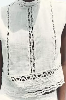 Топ крючком ZARA, экрю