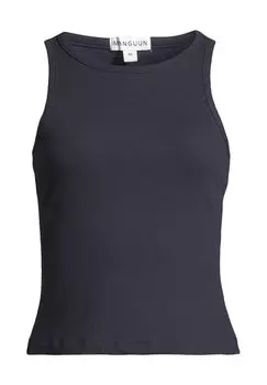 Топ, круглый вырез, ребристая структура, женский MANGUUN, темно-синий