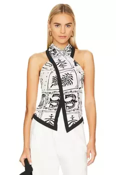 Топ L'Academie Orla Halter, цвет Ivory & Black Frames