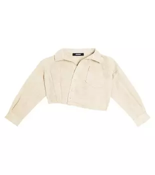 Топ la chemise mejean из льна и хлопка Jacquemus Enfant, белый