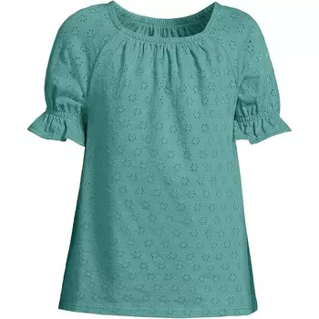 Топ Lands' End с люверсами и рюшами для девочек от 2 до 16 лет, цвет Teal Shadow