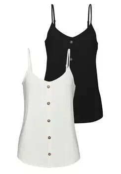 Топ LASCANA, черный/белый