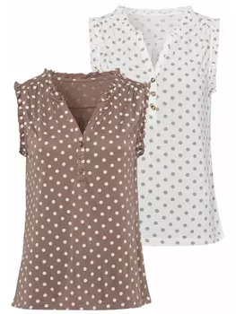 Топ LASCANA Rschen, цвет wei-gepunktet, taupe-gepunktet