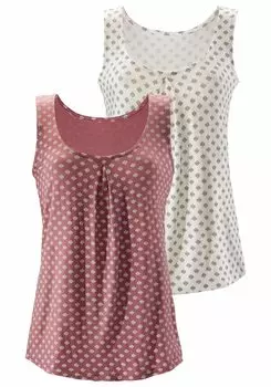 Топ LASCANA Shirt, цвет beere, creme