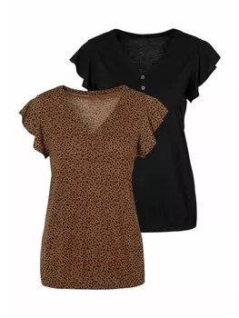 Топ LASCANA Shirt, цвет braun, schwarz