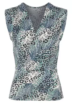 Топ LASCANA Shirt, цвет grau-petrol bedruckt