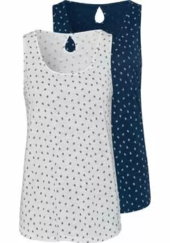 Топ LASCANA Shirt, цвет navy-gemustert, wei-gemustert